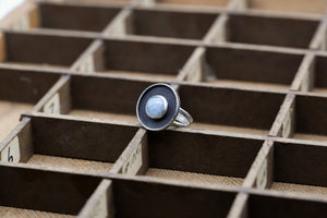 Aquamarine Textured Shadowbox Ring