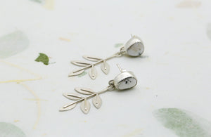 White Buffalo Turquoise Ash Tree Leaf Earrings