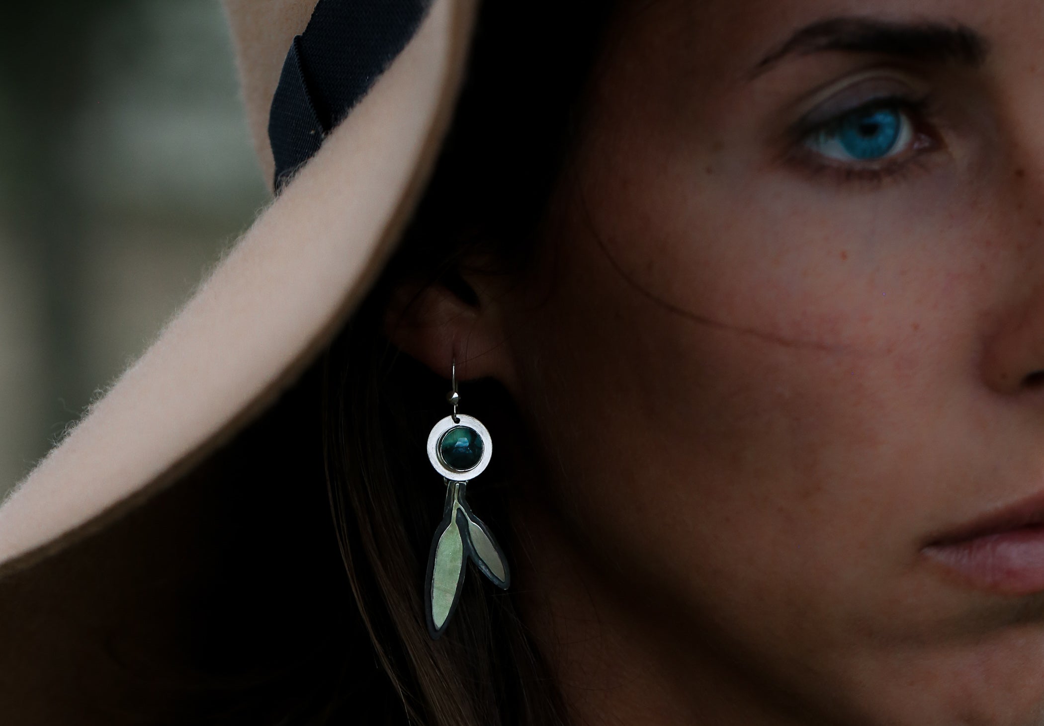 New Lander Turquoise Sage Leaf Earrings