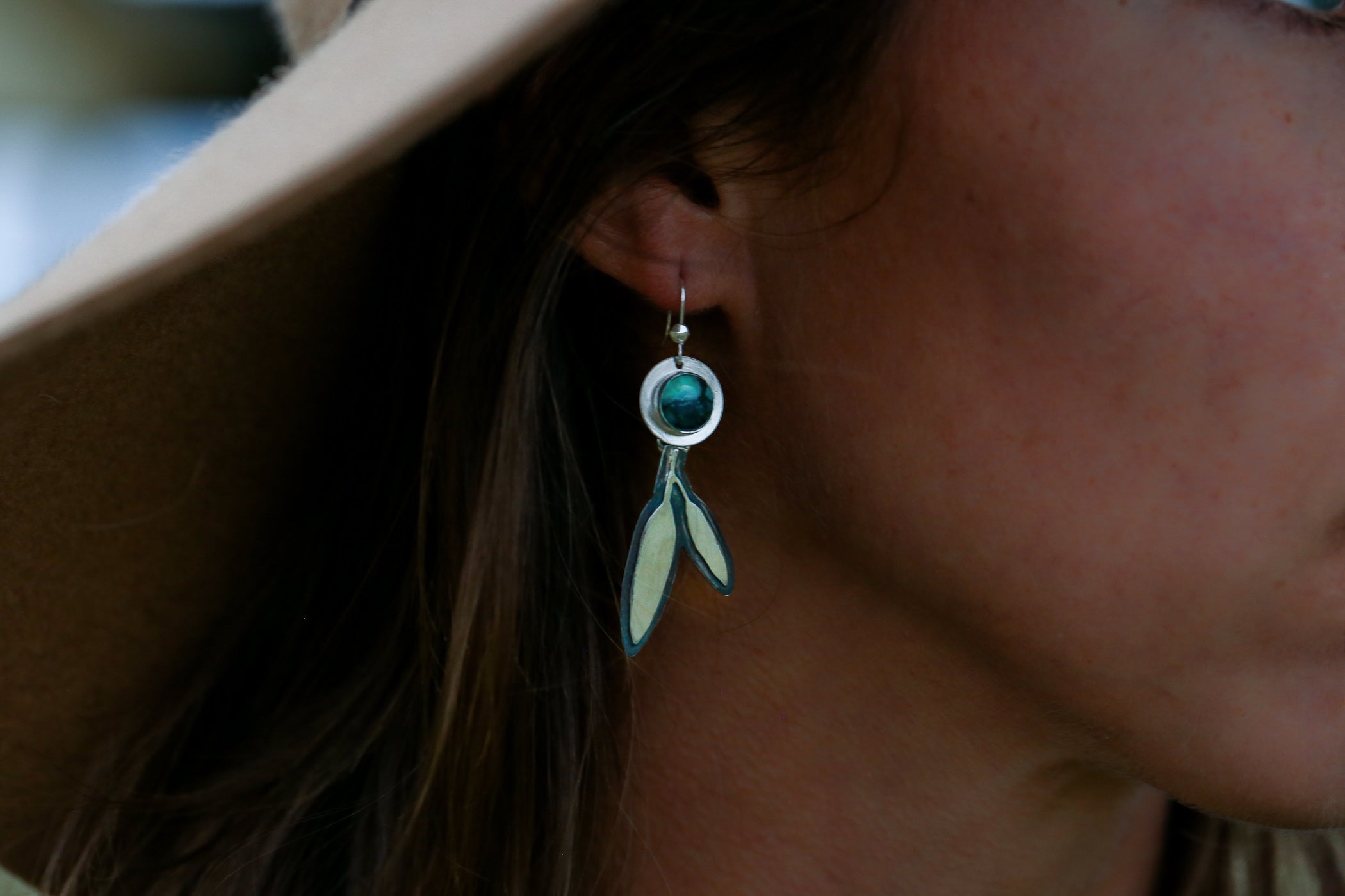 New Lander Turquoise Sage Leaf Earrings