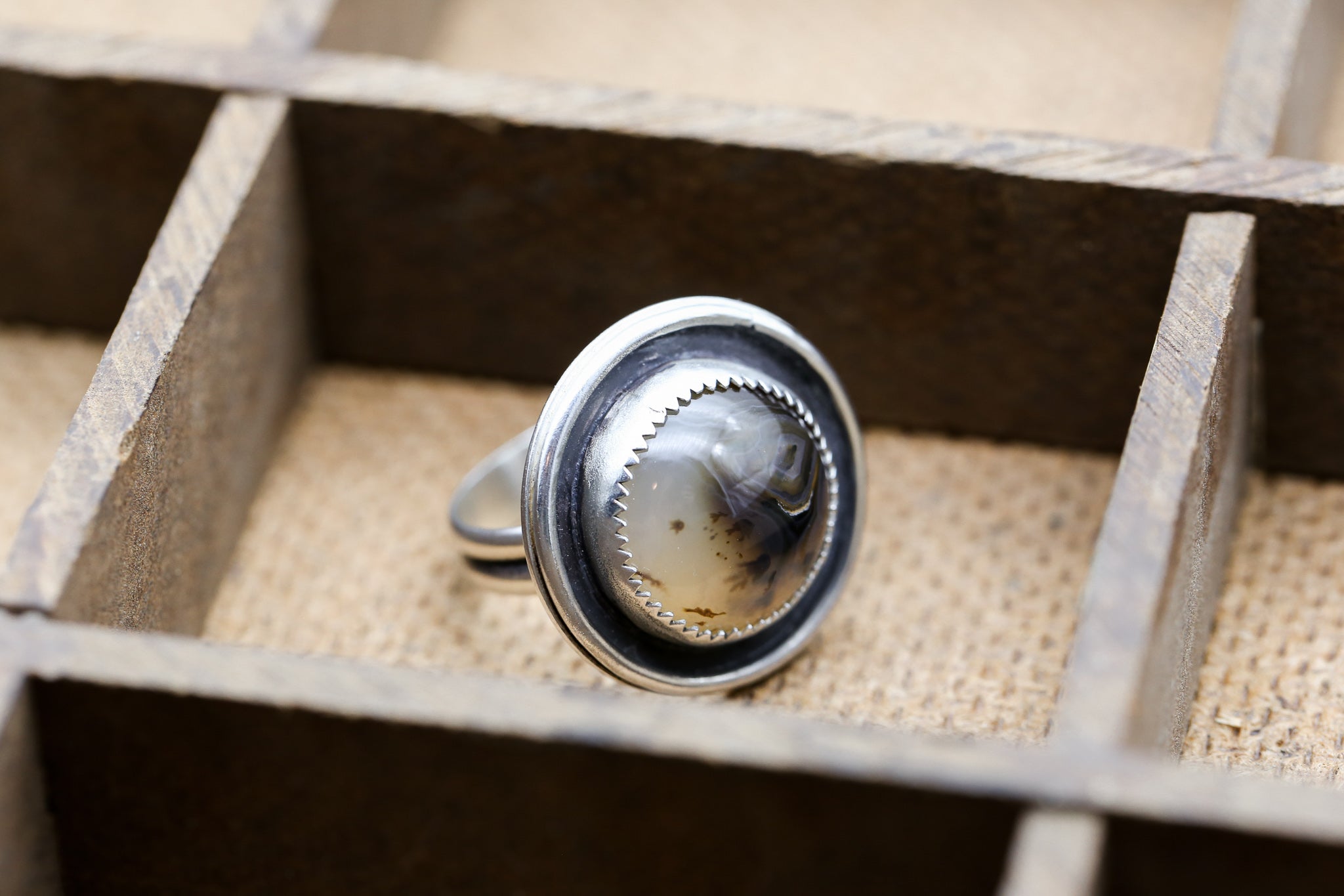 Dendrite Agate Shadowbox Ring