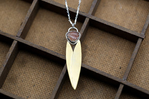 Agate Pendant with Brass Leaves