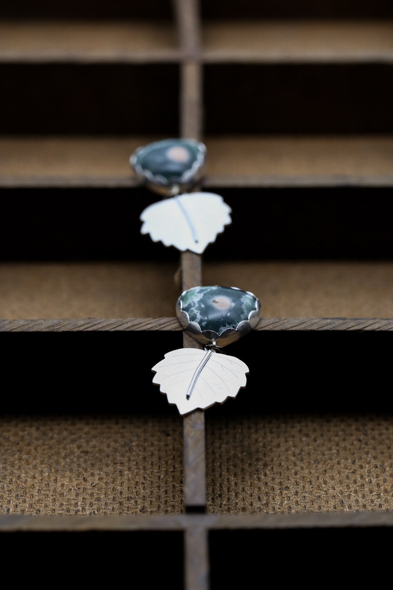 Ocean Jasper Alder Leaf Earrings