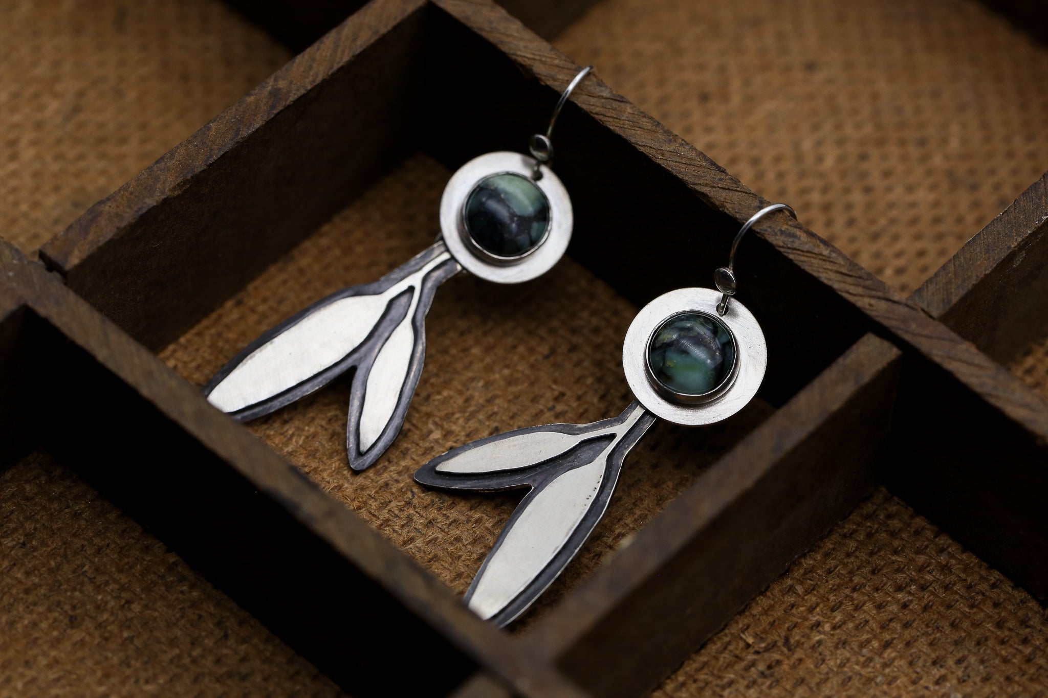 New Lander Turquoise Sage Leaf Earrings