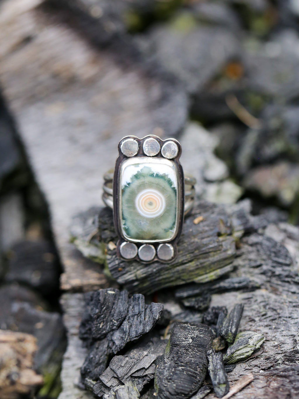 Ocean Jasper Rectangle Dot Ring