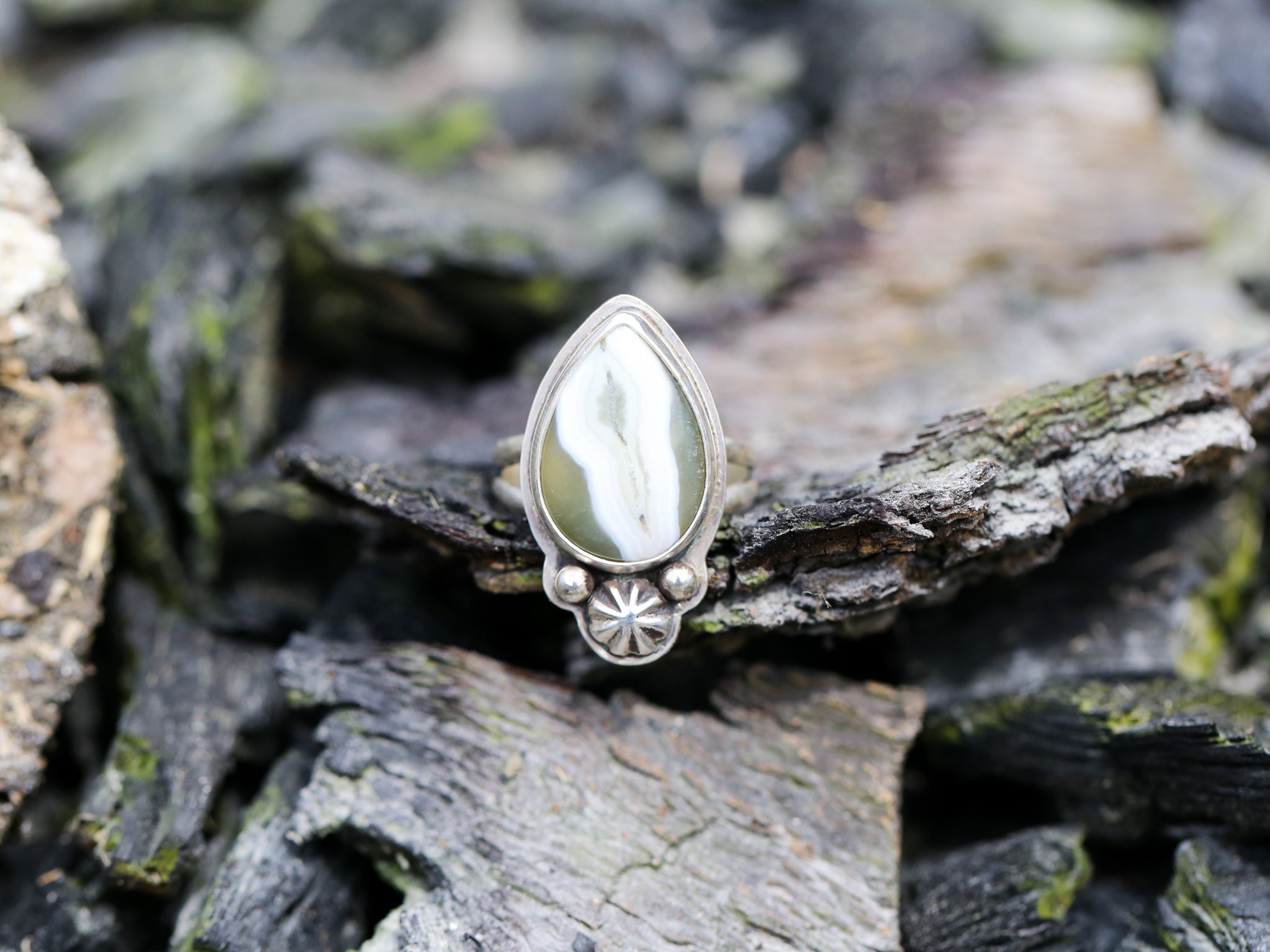 Teardrop Ocean Jasper Ring