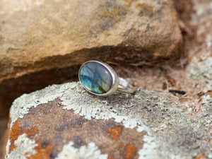 Horizontal Labradorite Ring