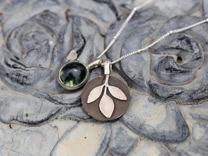 Green Moss Agate Leaf Charm Necklace