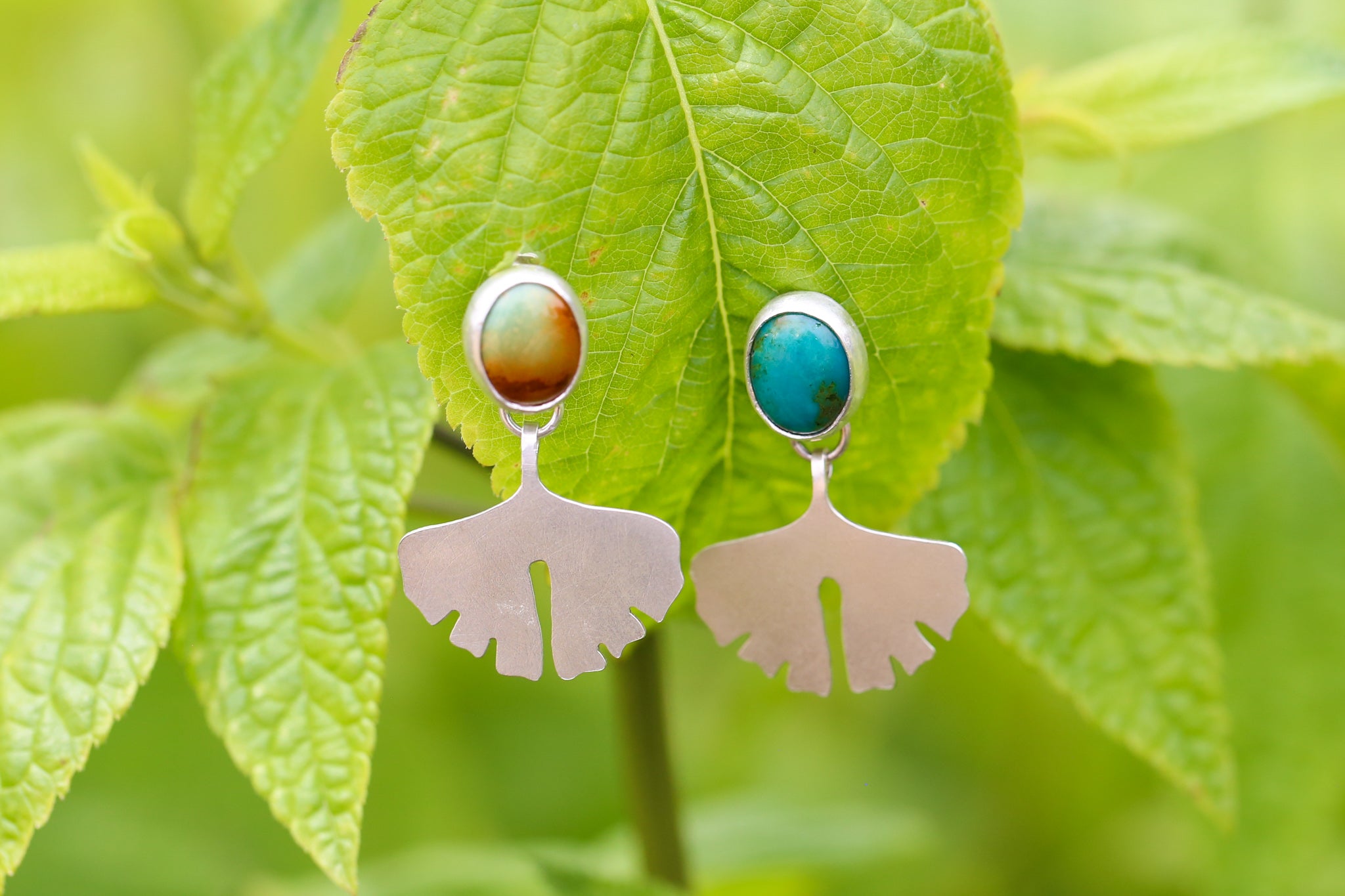 Turquoise Ginkgo Leaf Earrings