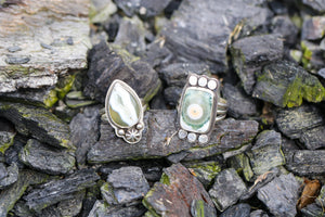 Ocean Jasper Rectangle Dot Ring