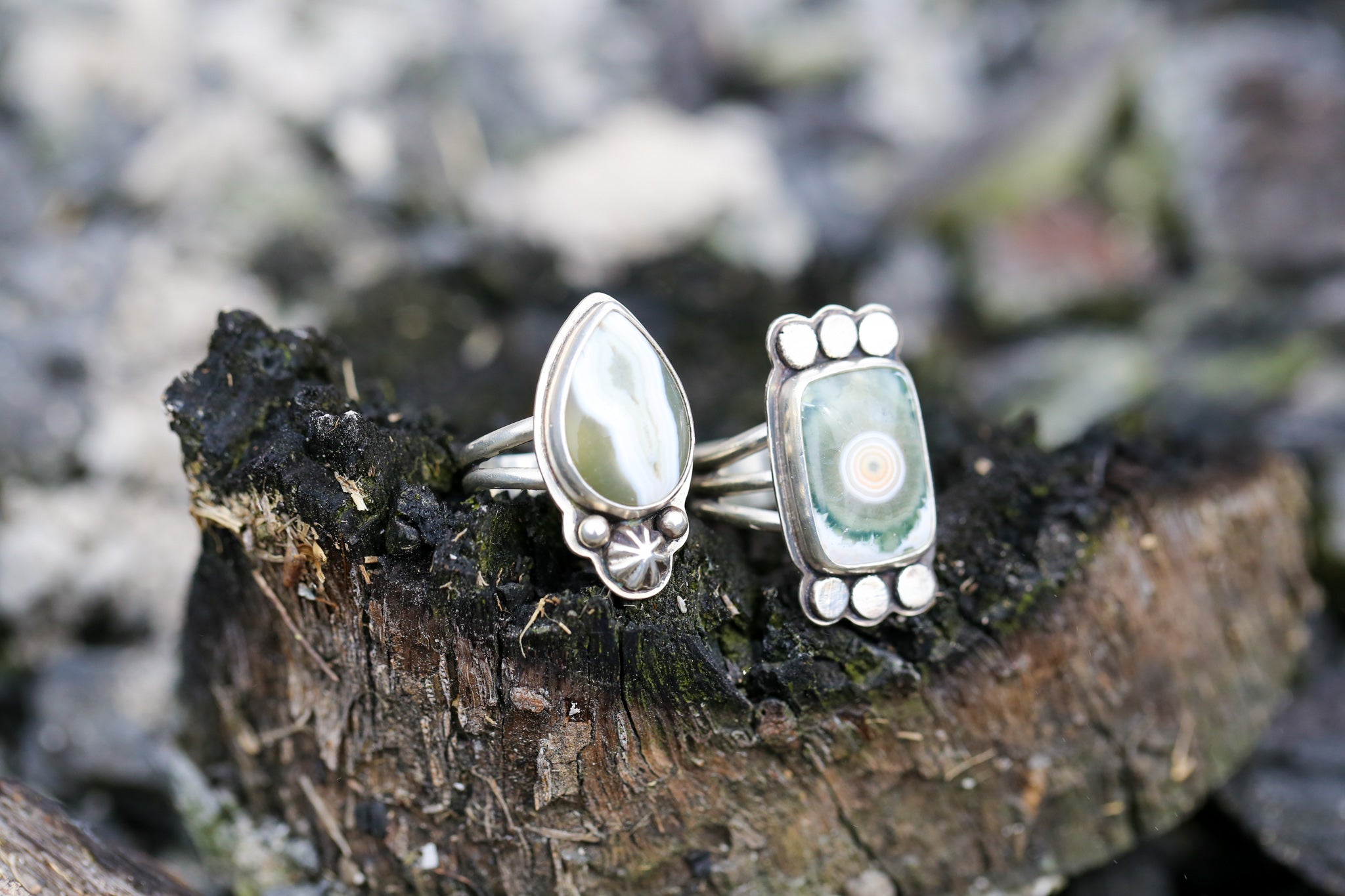 Teardrop Ocean Jasper Ring