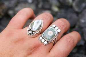 Ocean Jasper Rectangle Dot Ring