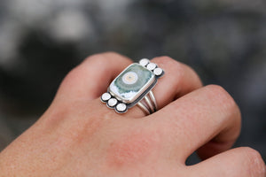 Ocean Jasper Rectangle Dot Ring