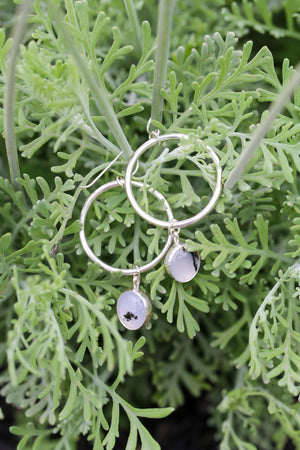 Black Moss Agate Hoops