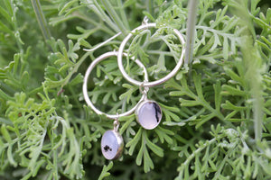 Black Moss Agate Hoops