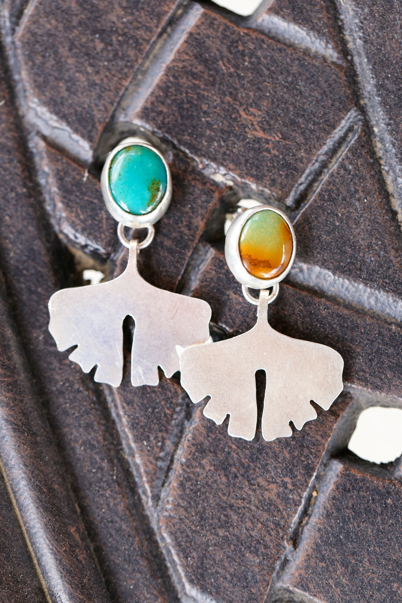 Turquoise Ginkgo Leaf Earrings