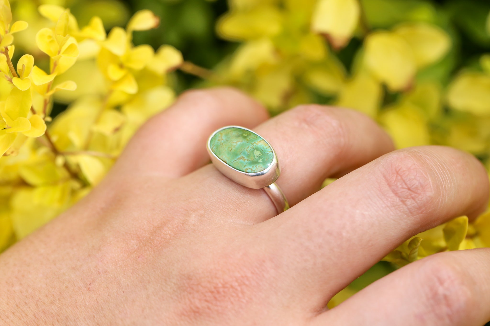 New Lander Turquoise Oval Horizontal Ring