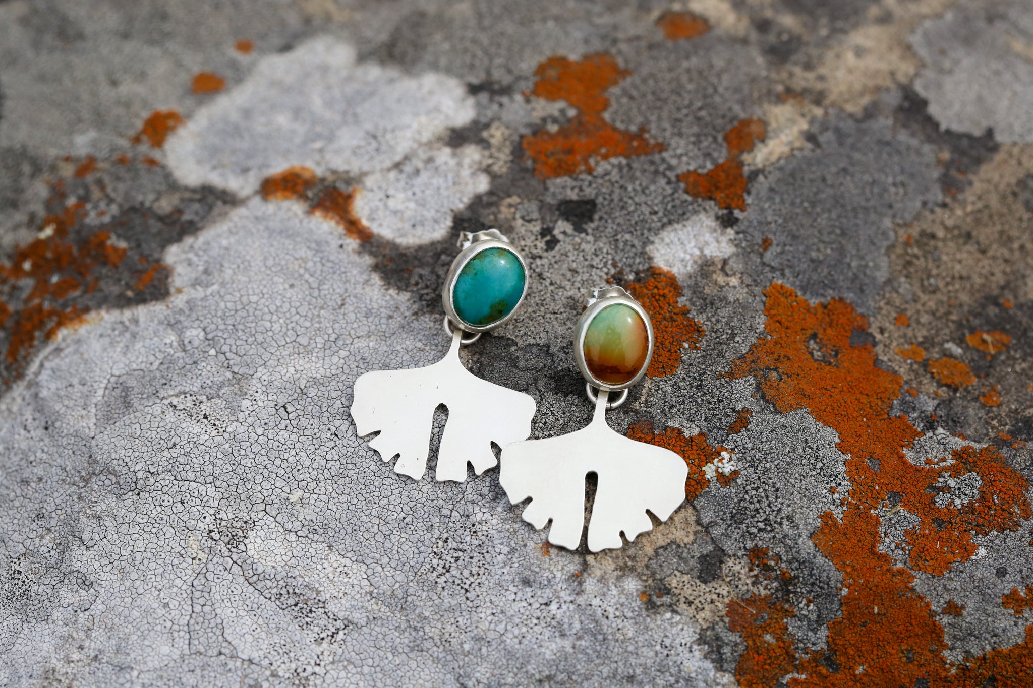 Turquoise Ginkgo Leaf Earrings