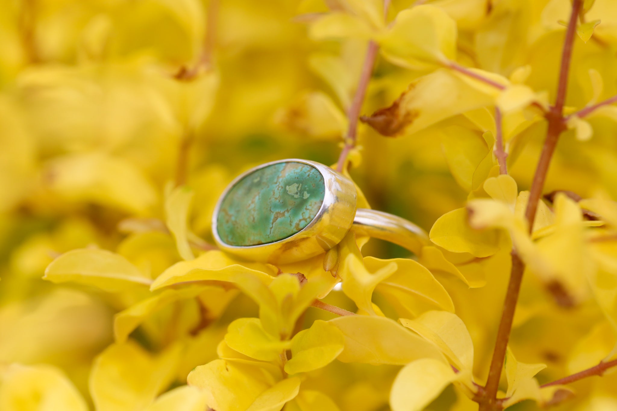 New Lander Turquoise Oval Horizontal Ring