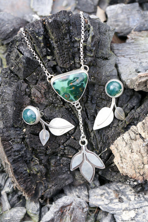 Ocean Jasper Leaf Drop Necklace