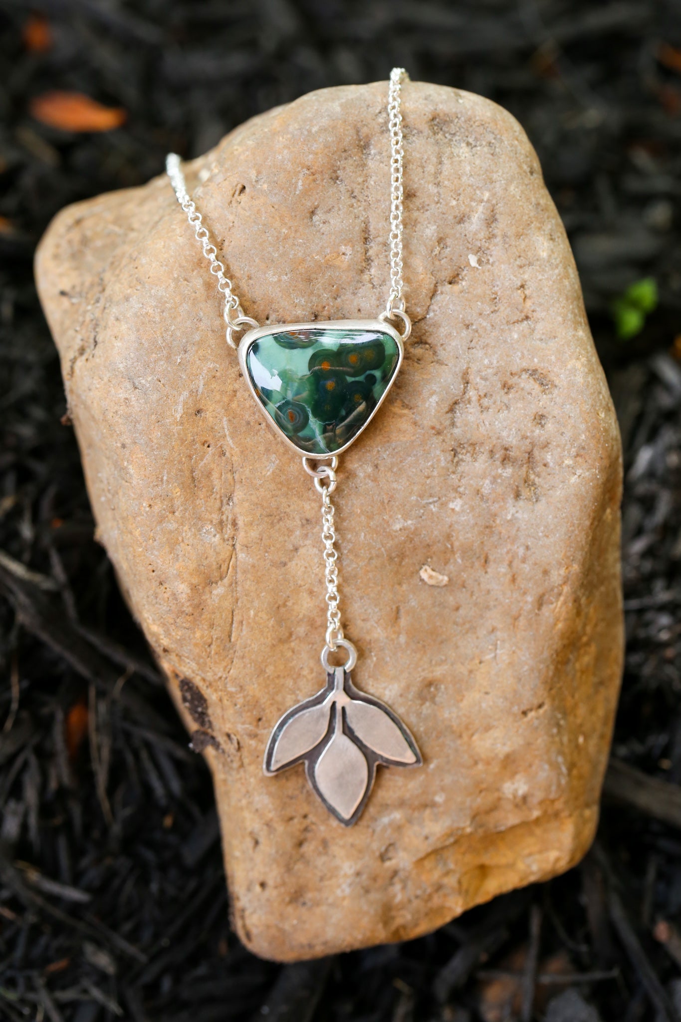 Ocean Jasper Leaf Drop Necklace